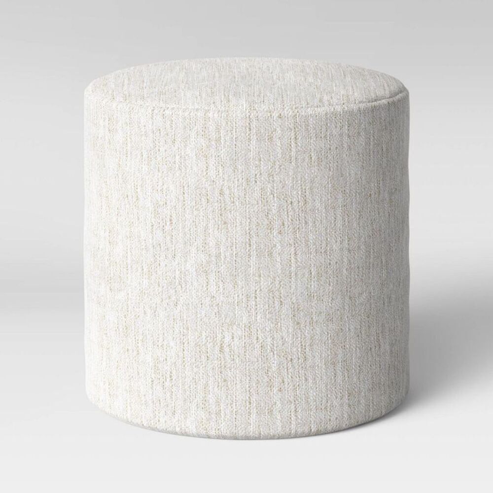 Open Box - Project 62 - Bodrum Round Upholstered Ottoman Cream - Project 6 Cream
